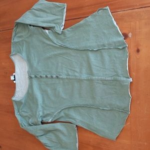 Womans Simply Noelle Green Henley Peasant Shirt S/M (8-10)